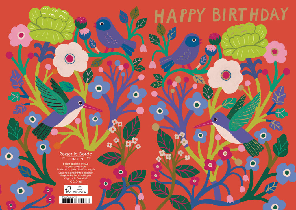 Roger la Borde Birdsong Greeting card featuring artwork by Monika Forsberg