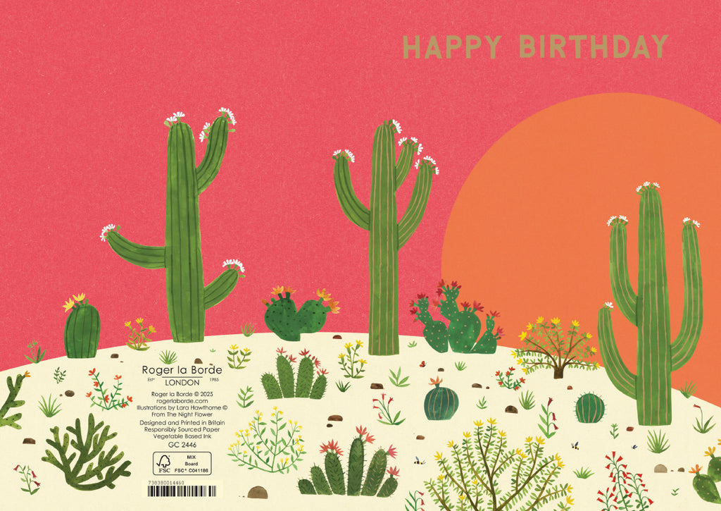 Roger la Borde Cactus Grove Greeting card featuring artwork by Lara Hawthorne