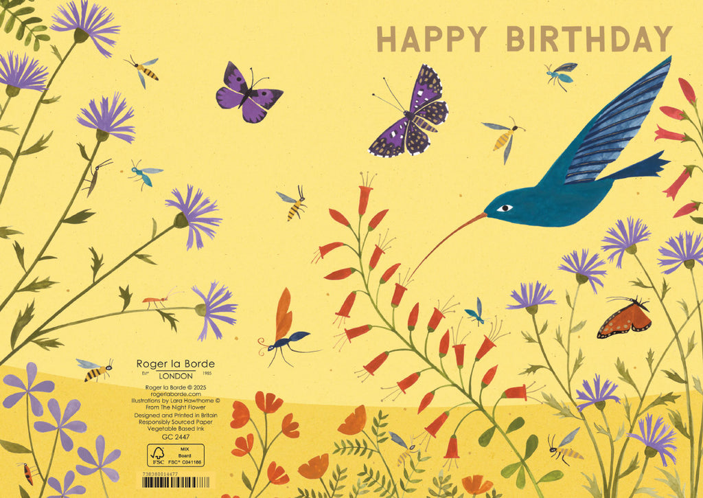 Roger la Borde Hummingbird Greeting card featuring artwork by Lara Hawthorne