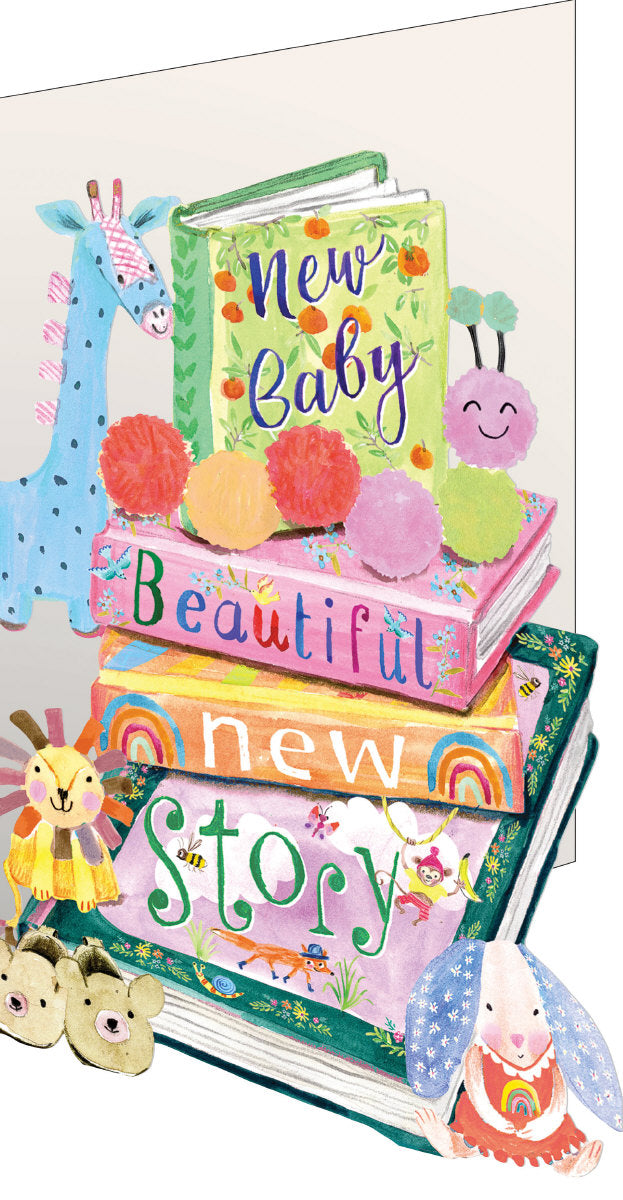 Roger la Borde Bookstack Lasercut card featuring artwork by Fay Ford