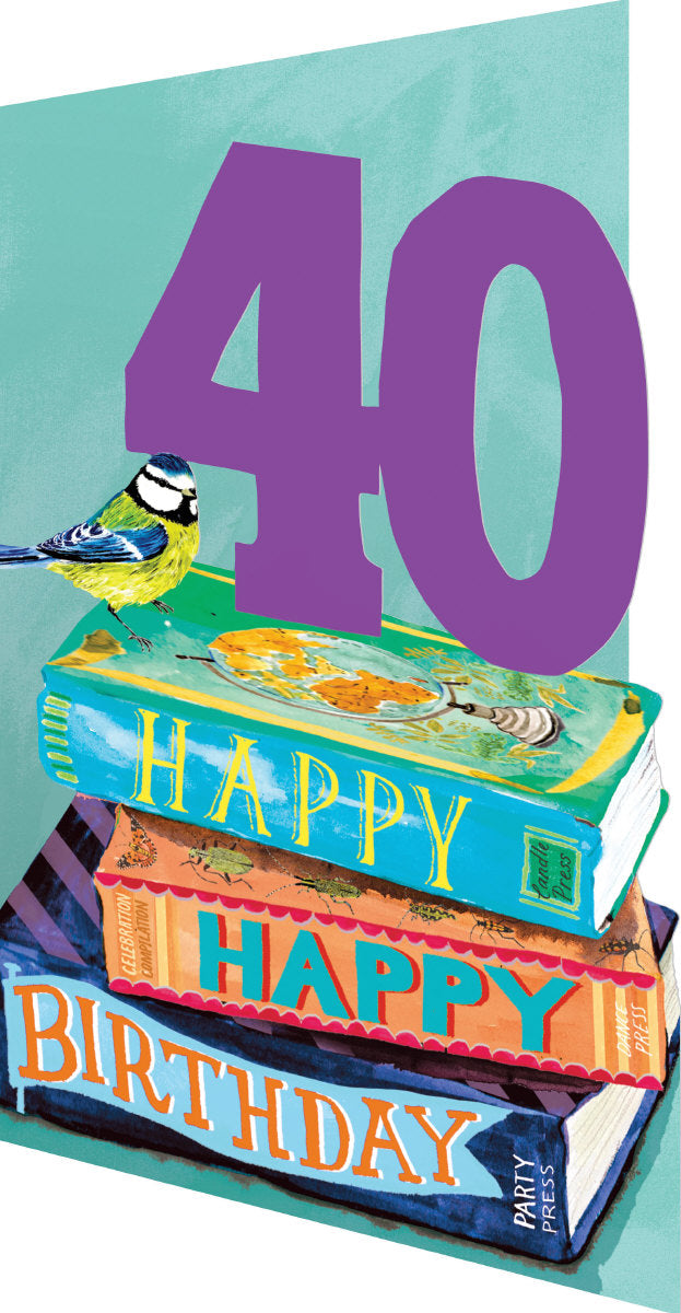 Roger la Borde Bookstack Lasercut card featuring artwork by Fay Ford