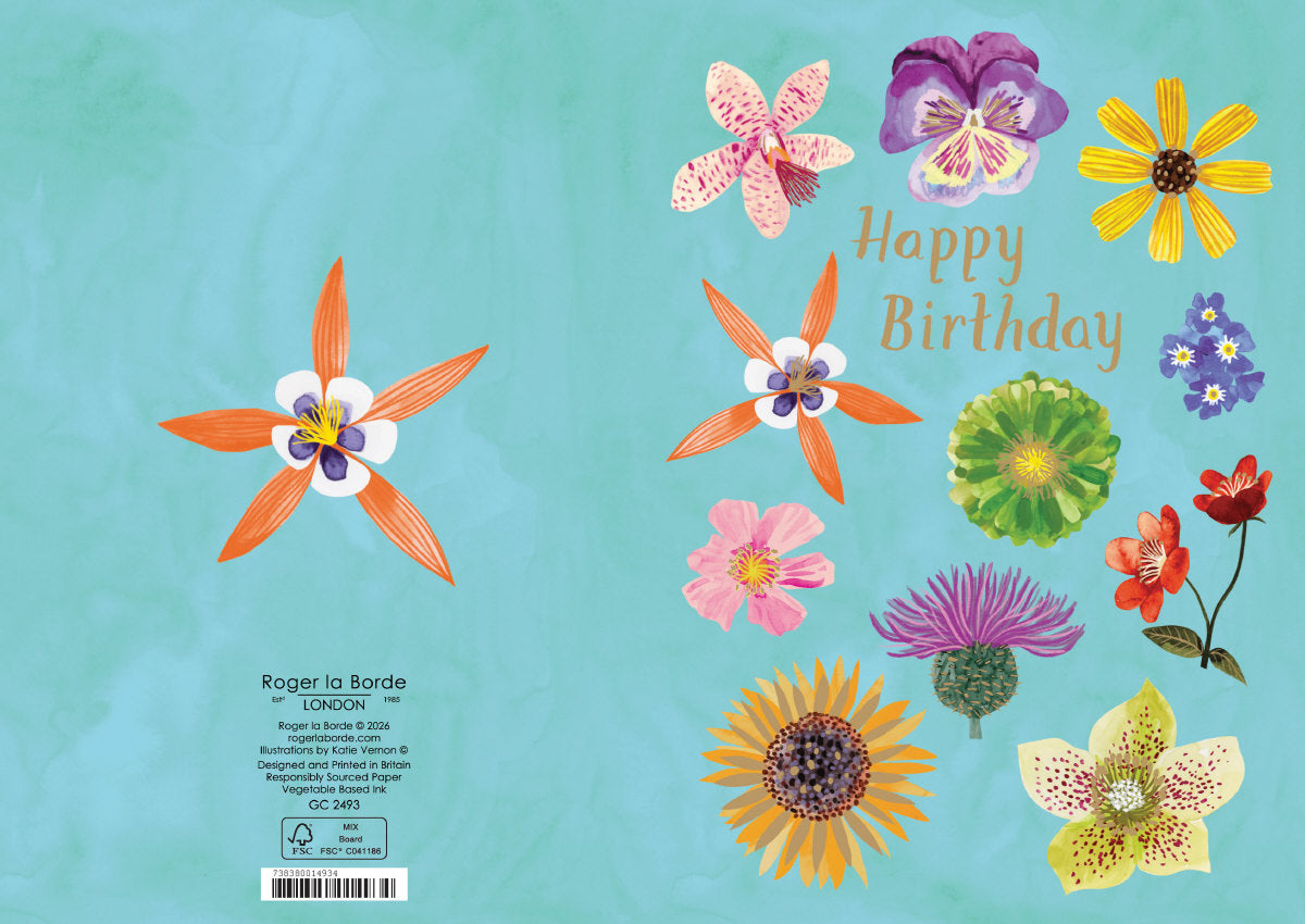 Roger la Borde Floral Supernova Greeting card featuring artwork by Katie Vernon