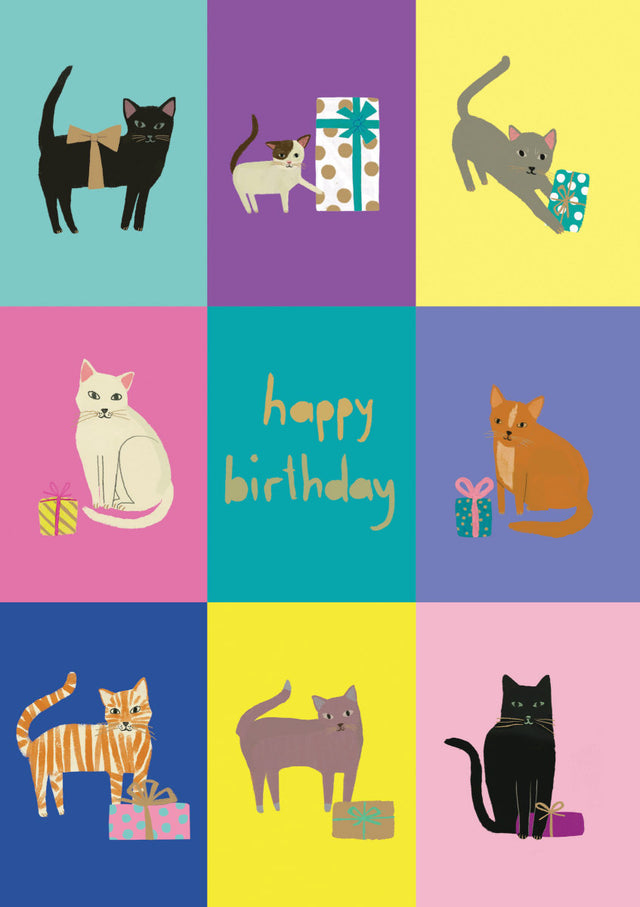 Roger la Borde Cat Checkerboard Greeting card featuring artwork by Anne Bentley