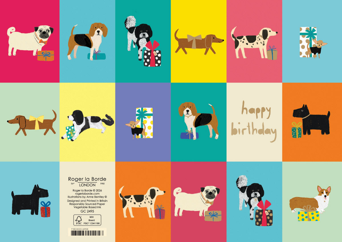 Roger la Borde Dog Checkerboard Greeting card featuring artwork by Anne Bentley