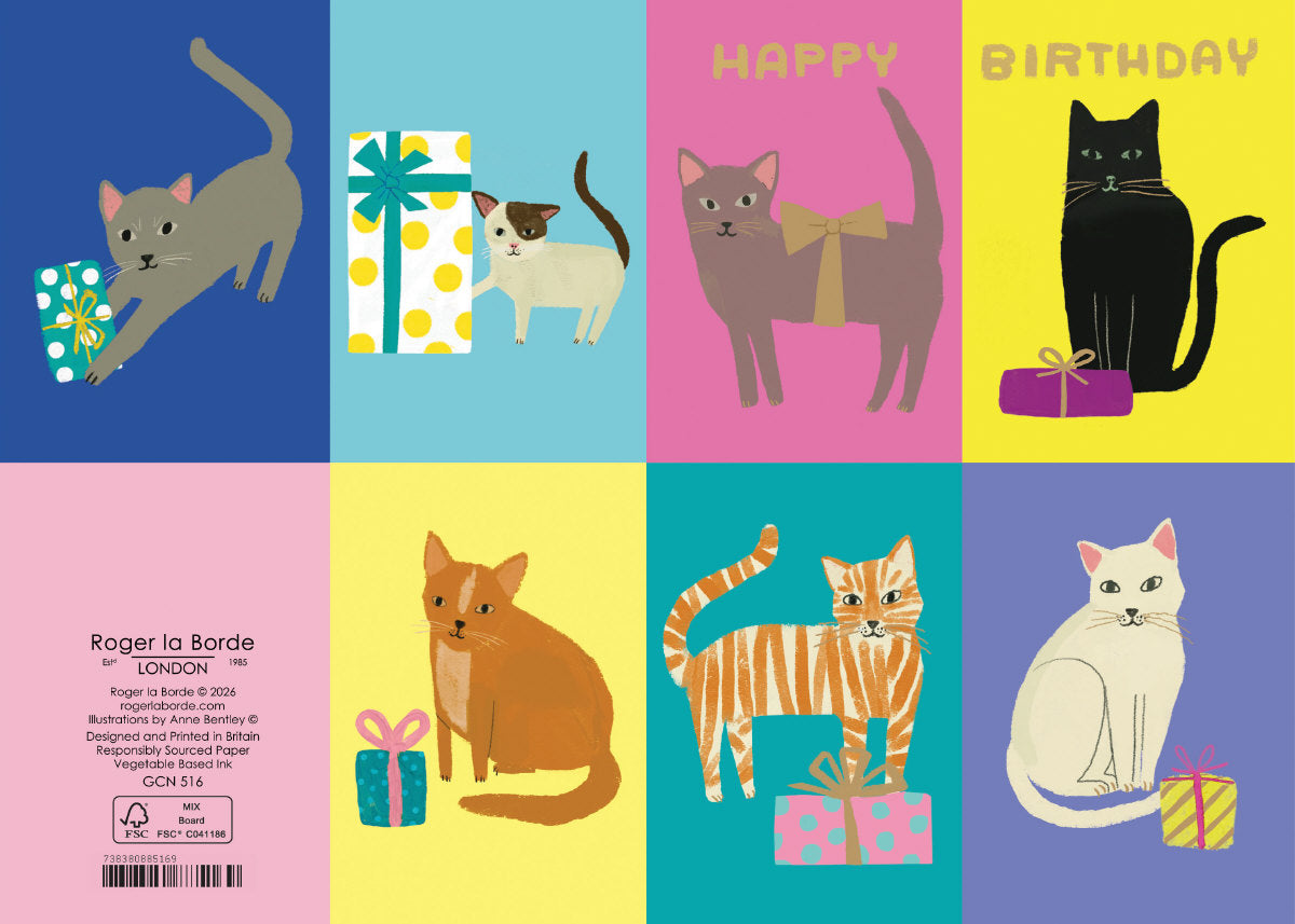Roger la Borde Cat Checkerboard Petite Card featuring artwork by Anne Bentley
