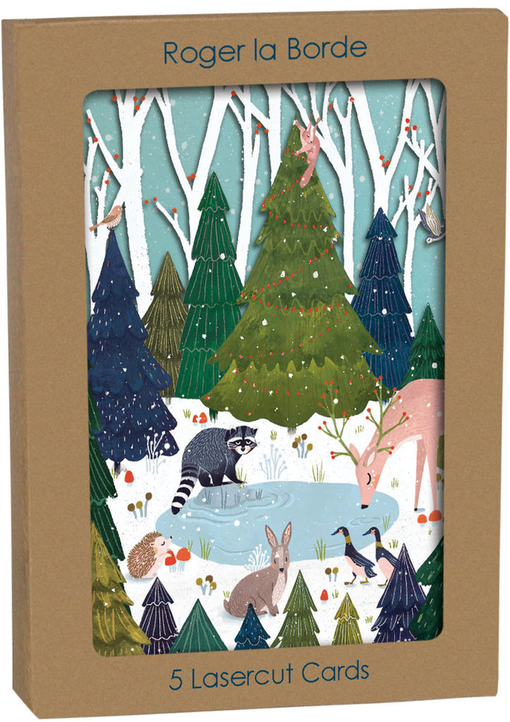 Roger la Borde Wild Wood Hideaway Lasercut Christmas Card featuring artwork by Antoana Oreski