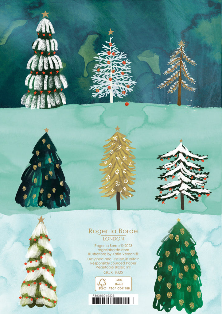 Roger la Borde Wild Winter Forest Standard Christmas Card featuring artwork by Katie Vernon