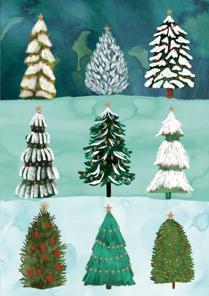 Roger la Borde Wild Winter Forest Standard Christmas Card featuring artwork by Katie Vernon