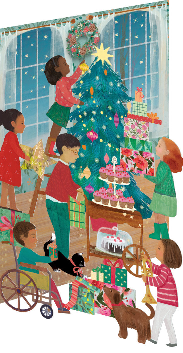 Roger la Borde Christmas Party Lasercut Card featuring artwork by Kendra Binney