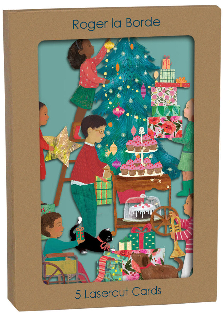 Roger la Borde Christmas Party Lasercut Card featuring artwork by Kendra Binney