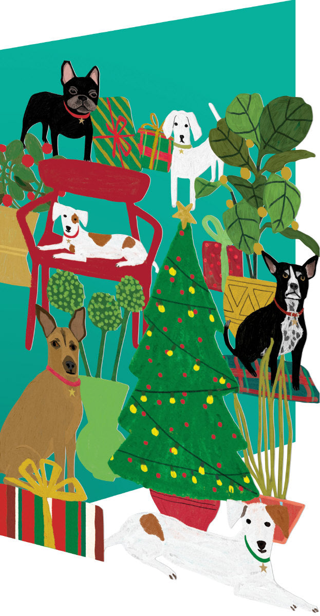 Roger la Borde Shaggy Dogs Lasercut Christmas Card featuring artwork by Anne Bentley