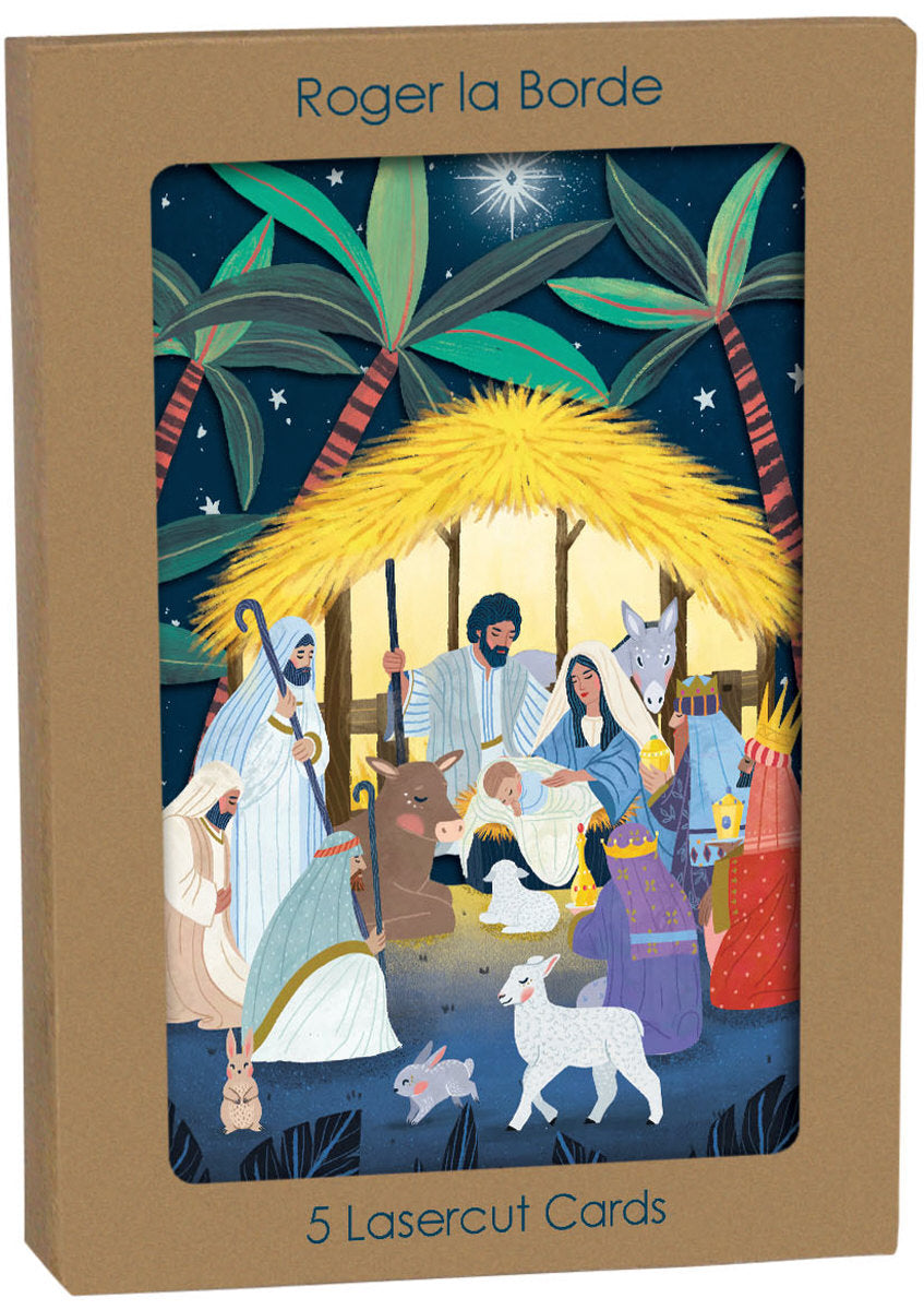 Roger la Borde Away in a Manger Lasercut Card featuring artwork by Antoana Oreski