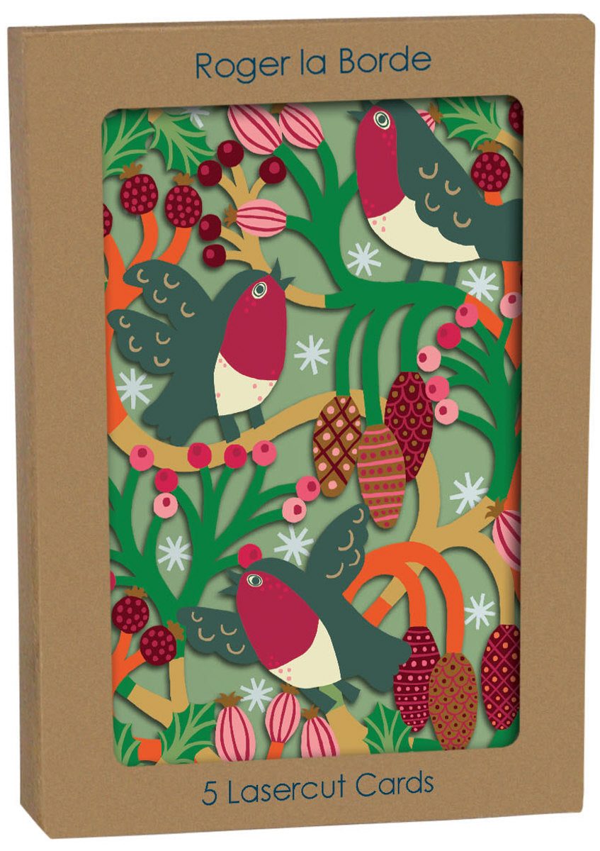 Roger la Borde Christmas Chorus Lasercut Card featuring artwork by Monika Forsberg