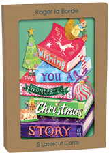 Roger la Borde Bookstack Lasercut Card featuring artwork by Fay Ford