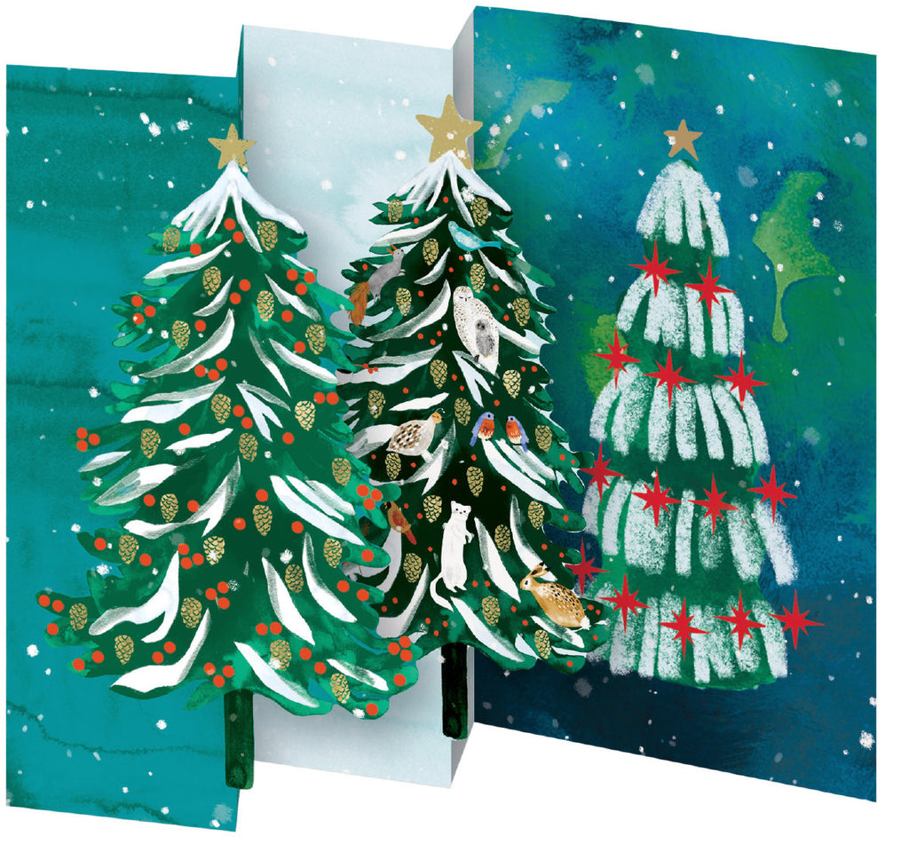 Roger la Borde Wild Winter Forest Tri-fold Card Pack featuring artwork by Katie Vernon