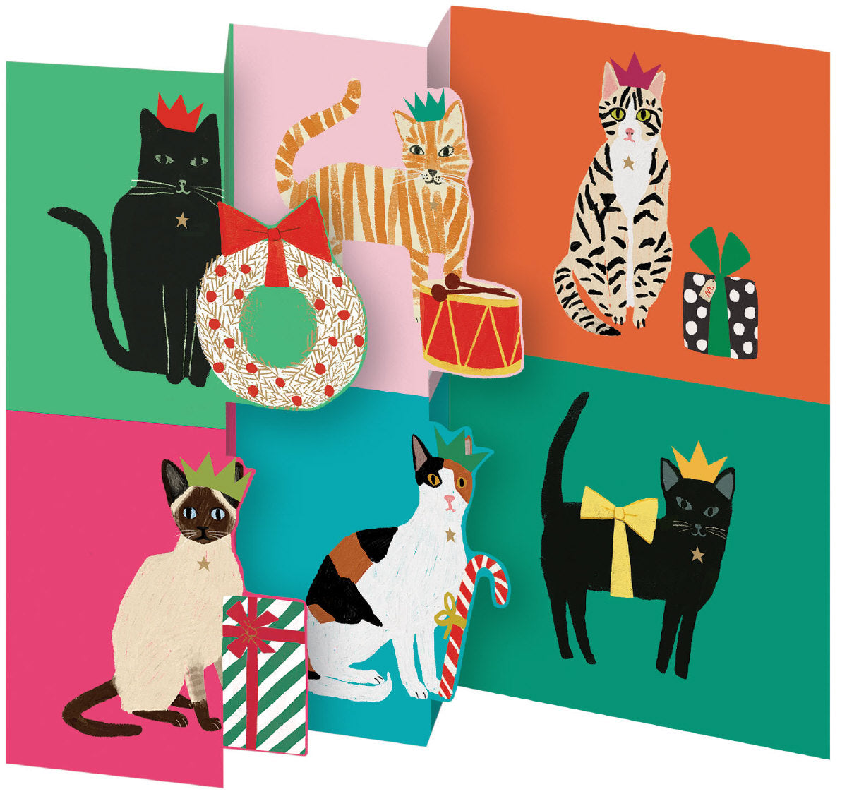 Roger la Borde Cat Checkerboard Tri-fold Card Pack featuring artwork by Anne Bentley
