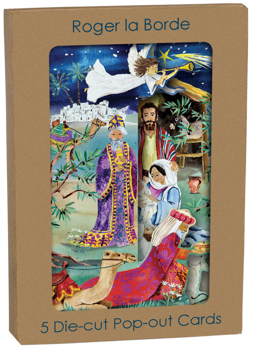 Roger la Borde The Christmas Story Tri-fold Card Pack featuring artwork by Fay Ford