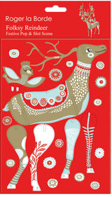 Roger la Borde Folksy Reindeer Pop & Slot 3D Scene featuring artwork by Helen Dardik