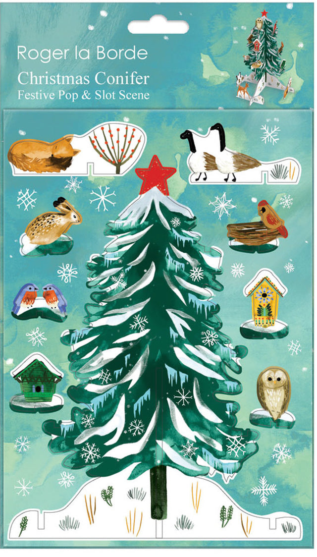 Roger la Borde Christmas Conifer Pop & Slot featuring artwork by Katie Vernon