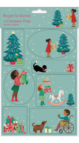 Roger la Borde A Christmas Party Sticker Label Sheets featuring artwork by Kendra Binney