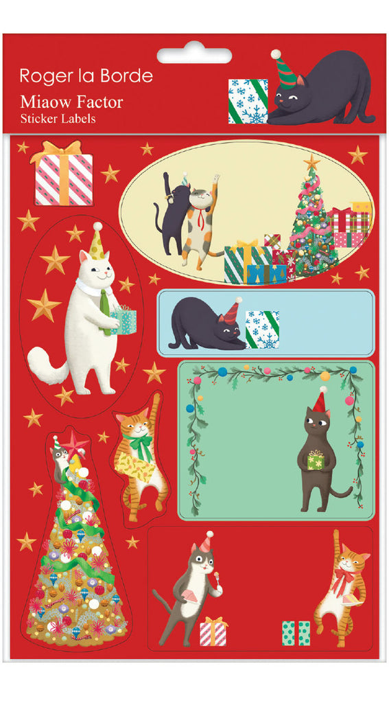 Roger la Borde Miaow Factor Sticker Labels Sheet featuring artwork by Jennifer M Potter