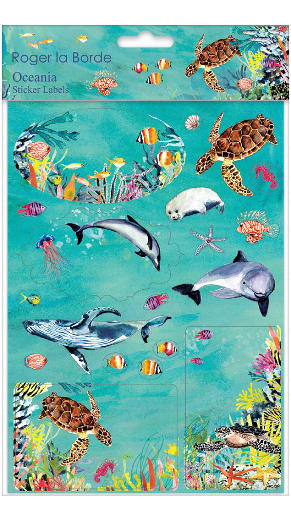 Roger la Borde Oceania Sticker Labels Sheet featuring artwork by Fay Ford