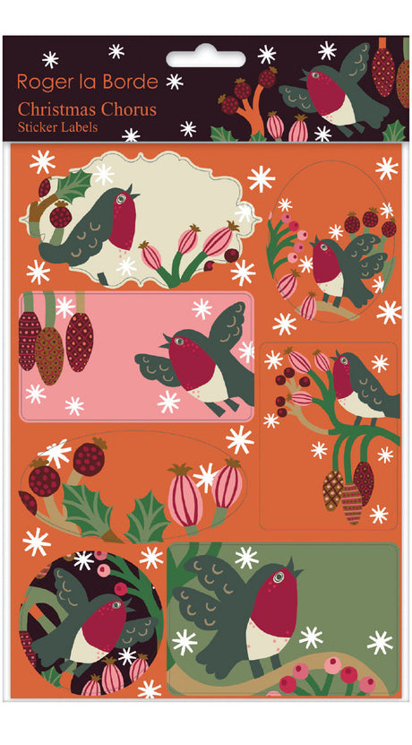 Roger la Borde Christmas Chorus Sticker Label Sheets featuring artwork by Monika Forsberg