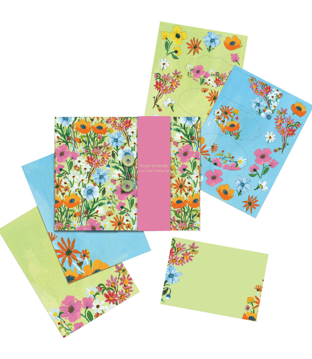 Roger la Borde Flower Field Writing paper set featuring artwork by Carolyn Gavin