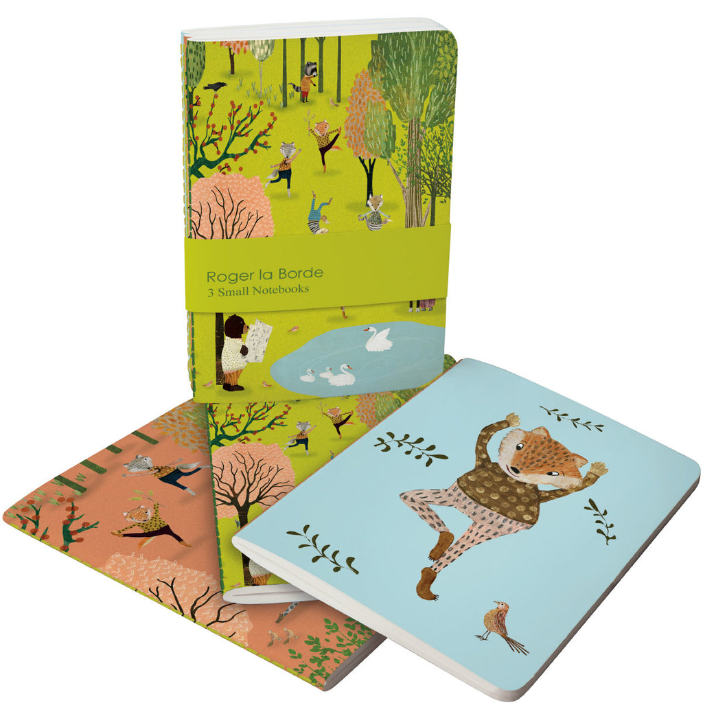 Roger la Borde Yoga in the Park A6 Exercise Books Bundle featuring artwork by Katherine Quinn