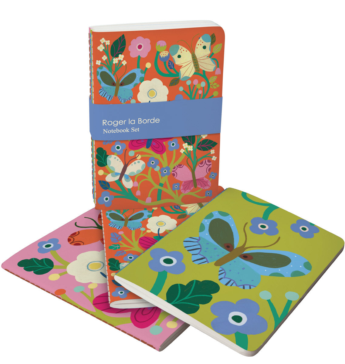 Roger la Borde Butterfly Garden A6 Exercise Books Bundle featuring artwork by Monika Forsberg