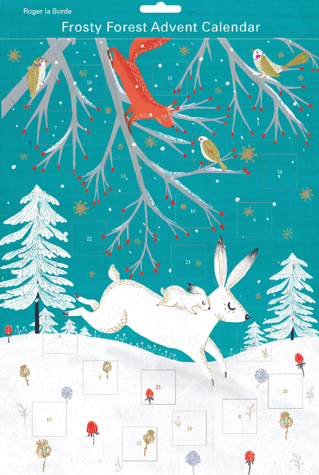 Roger la Borde Frosty Forest Advent calendar featuring artwork by Antoana Oreski