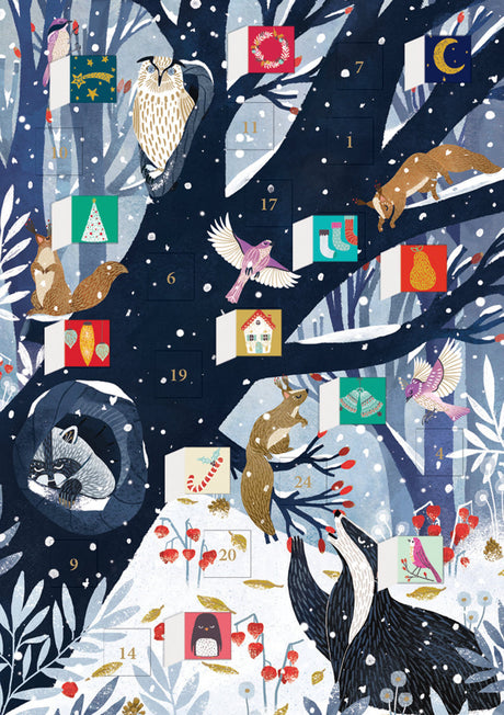 Roger la Borde Hollow Tree Hideaway Advent calendar card featuring artwork by Antoana Oreski