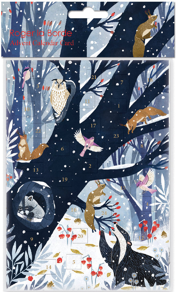 Roger la Borde Hollow Tree Hideaway Advent calendar card featuring artwork by Antoana Oreski