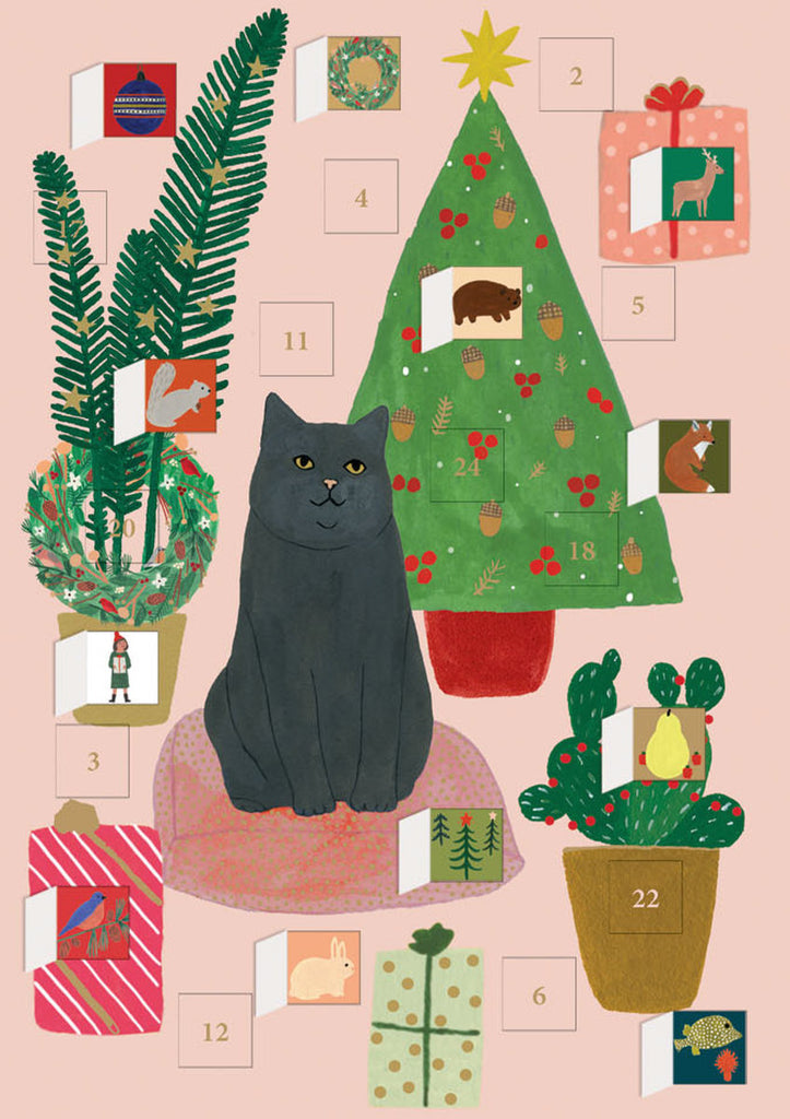 Roger la Borde Chou Chou Chat Advent calendar card featuring artwork by Kate Pugsley