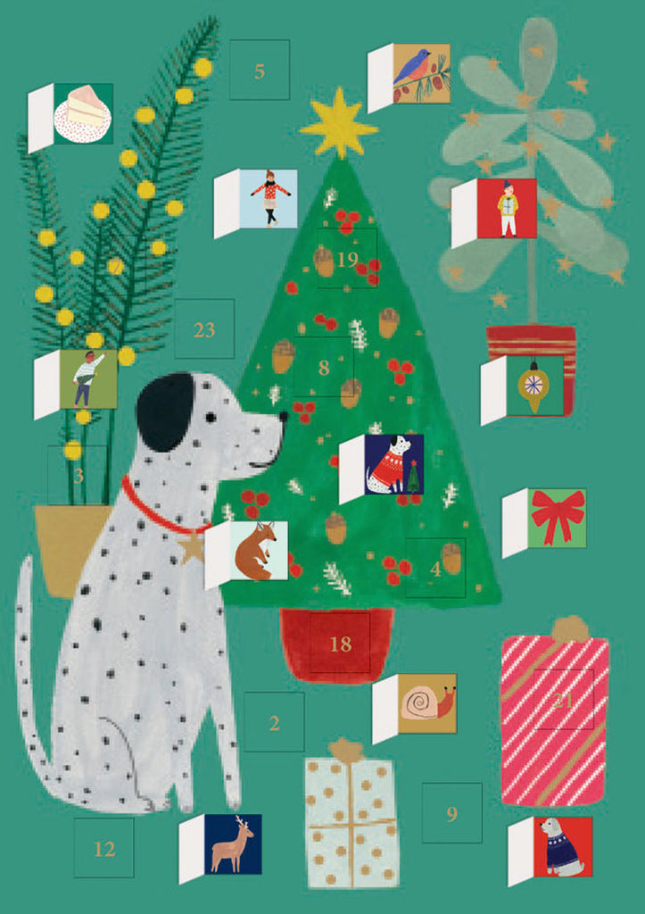 Roger la Borde Chou Chou Chien Advent calendar card featuring artwork by Kate Pugsley