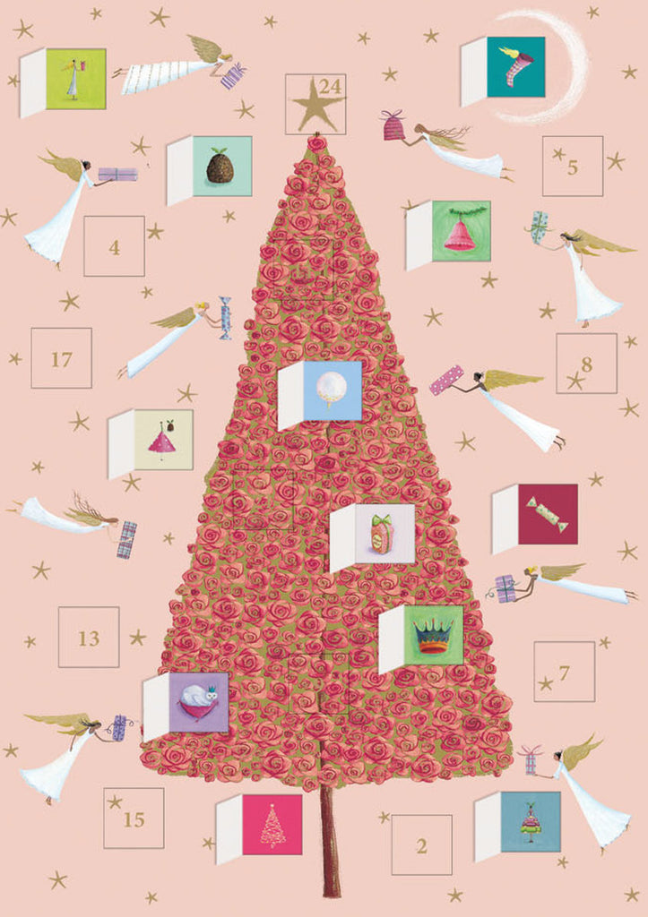 Roger la Borde Celestial Tree Advent calendar card featuring artwork by Roger la Borde