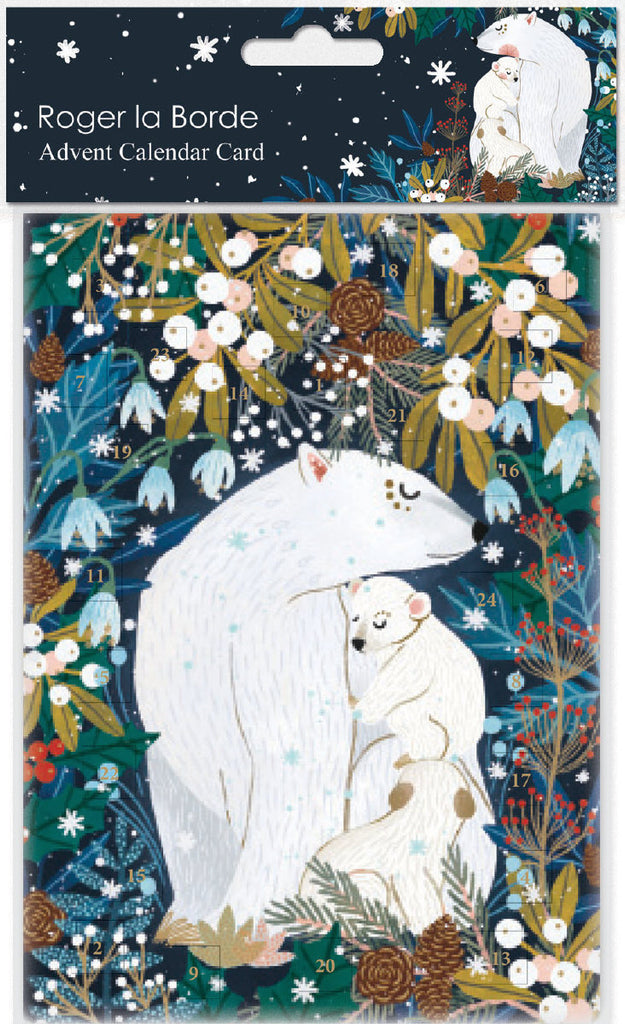 Roger la Borde Polar Bear Bower Advent calendar card featuring artwork by Antoana Oreski