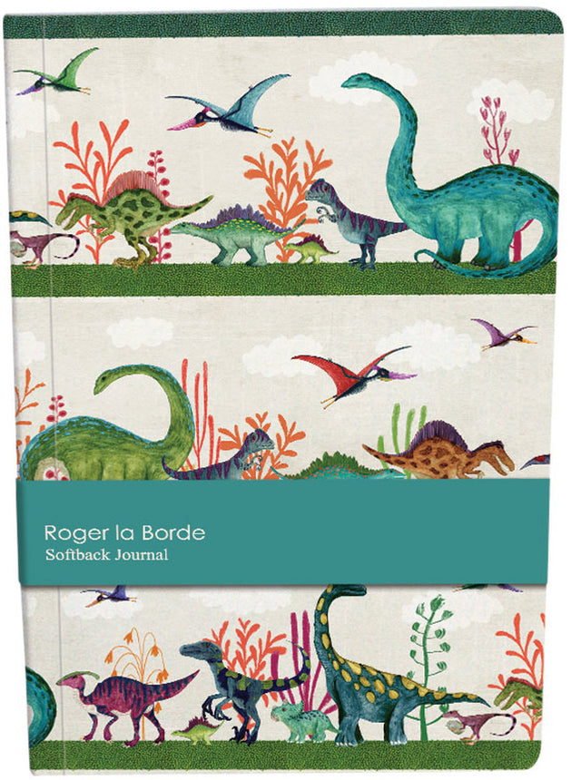 Roger la Borde Dino Mighty A5 Softback Journal featuring artwork by Katherine Quinn