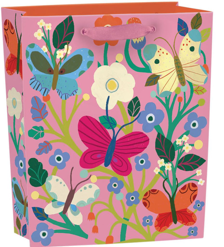 Roger la Borde Butterfly Garden Small Gift Bag featuring artwork by Monika Forsberg