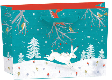 Roger la Borde Frosty Forest Gift bag: small landscape featuring artwork by Antoana Oreski