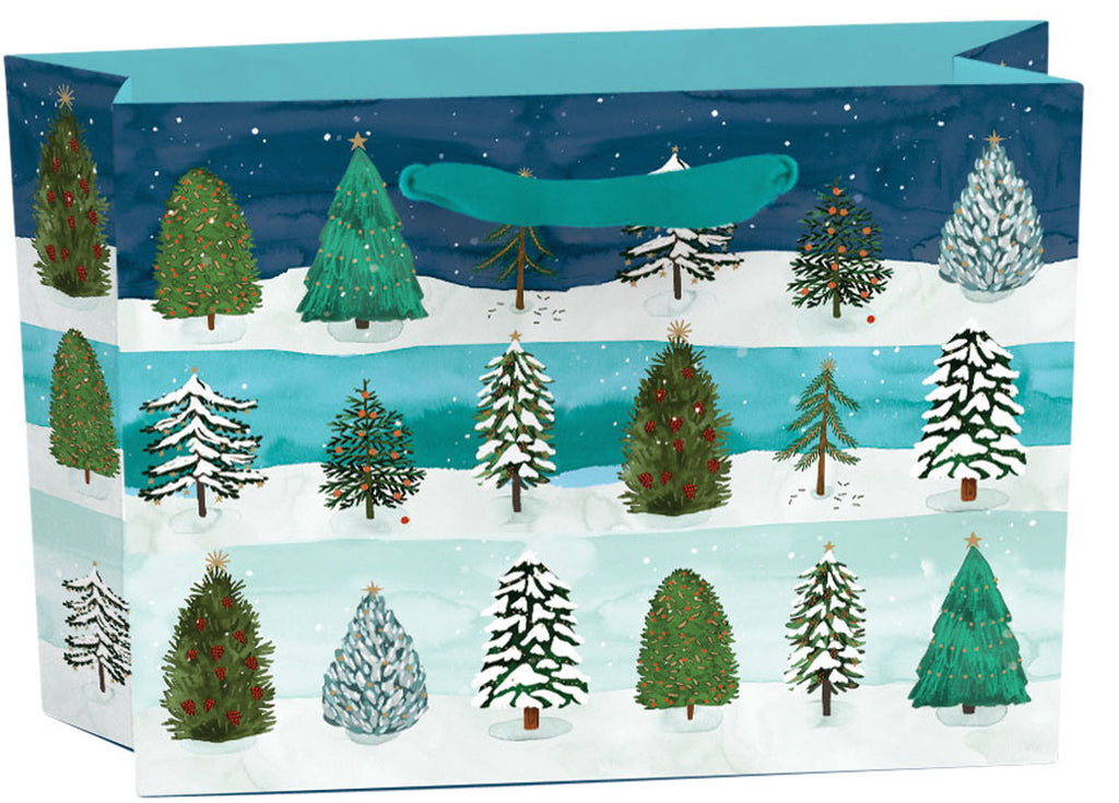 Roger la Borde Christmas Conifer Gift bag: small landscape featuring artwork by Katie Vernon