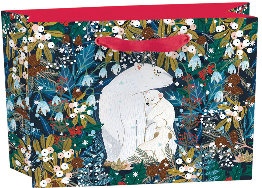 Roger la Borde Polar Bear Bower Small Landscape Gift Bag featuring artwork by Antoana Oreski