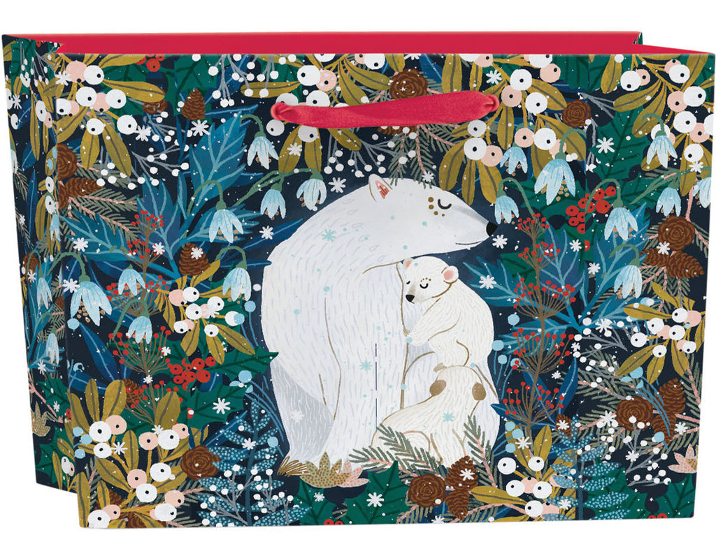 Roger la Borde Polar Bear Bower Large Landscape Gift Bag featuring artwork by Antoana Oreski