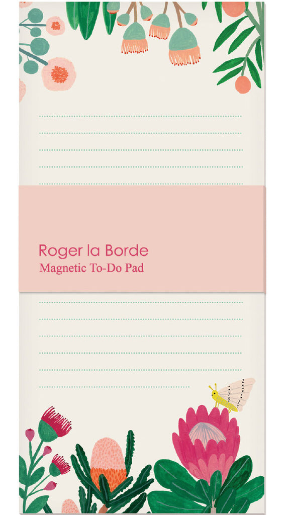Roger la Borde King Protea Magnet Notepad featuring artwork by Kate Pugsley