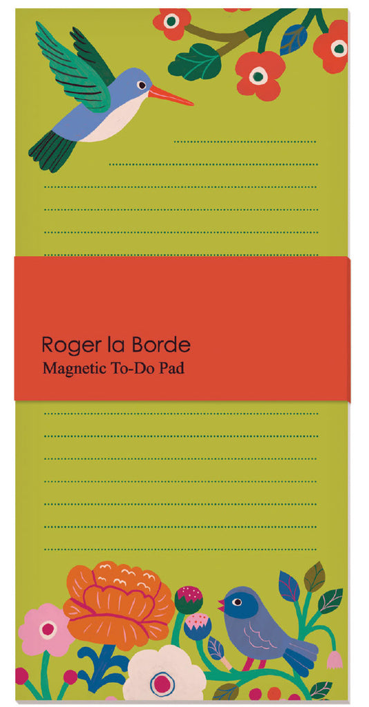 Roger la Borde Birdsong Magnet Notepad featuring artwork by Monika Forsberg