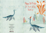 Roger la Borde Dino Mighty Greeting card featuring artwork by Katherine Quinn