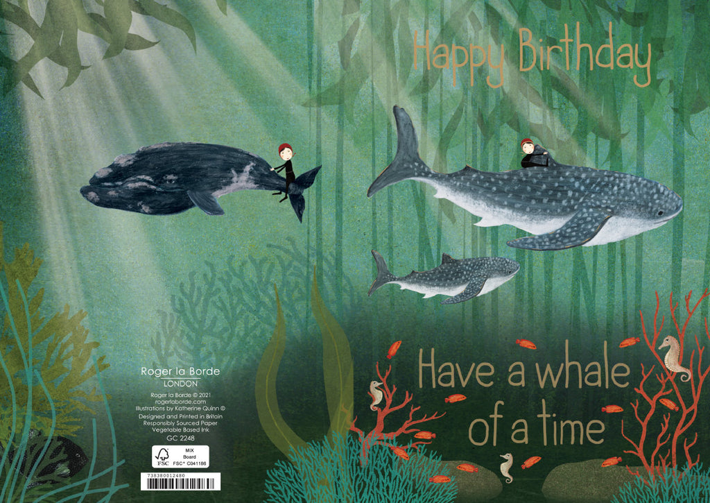 Roger la Borde Whale Song Greeting card featuring artwork by Katherine Quinn