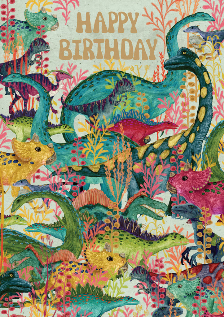 Roger la Borde Dino Mighty Greeting card featuring artwork by Katherine Quinn