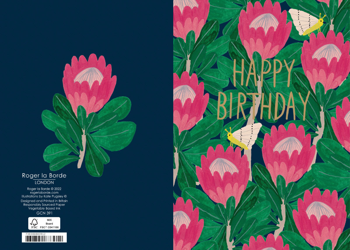 Roger la Borde King Protea Petite Card featuring artwork by Kate Pugsley