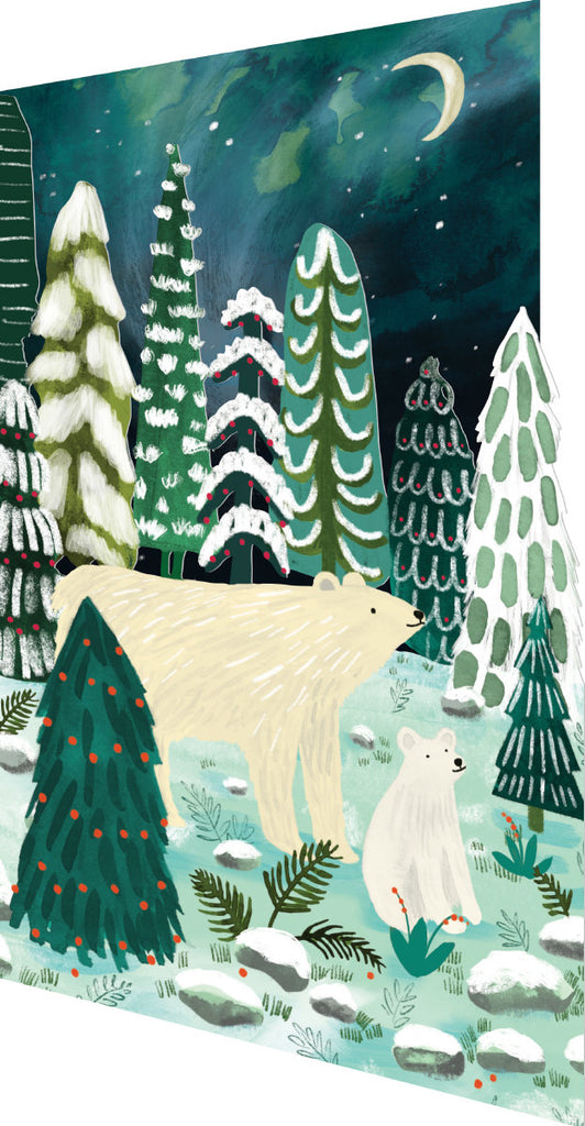 Roger la Borde Northern Lights Lasercut Christmas Card featuring artwork by Katie Vernon